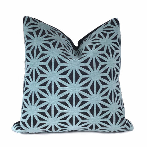 Federalist Star Lattice Sky Blue & Navy Geometric Pillow Cover - Aloriam