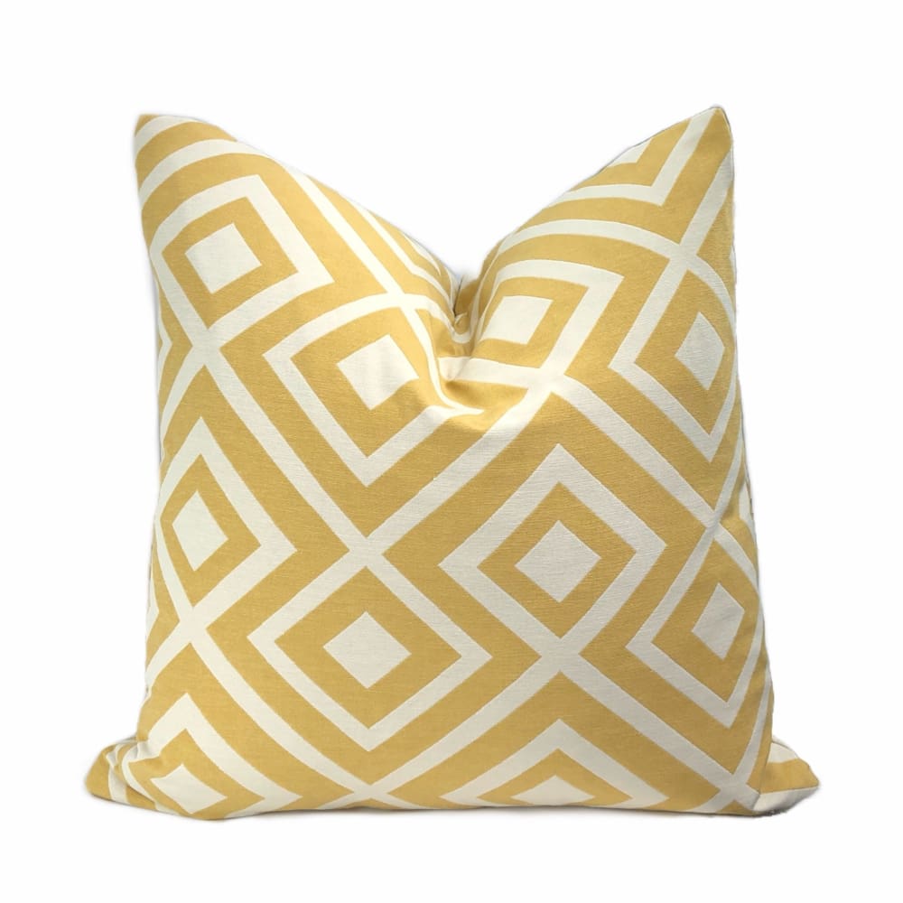 Fenwick Maize Yellow Cream Geometric Lattice Pillow Cover - Aloriam