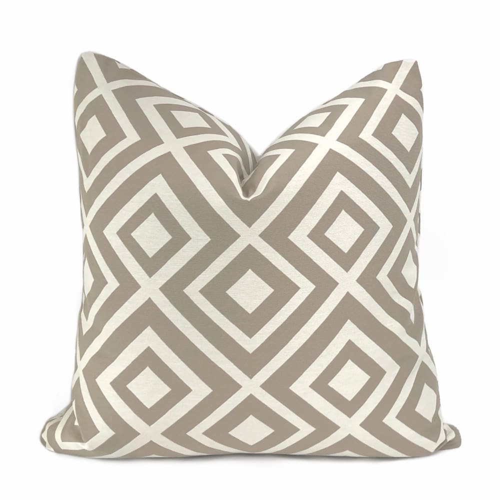 Fenwick Taupe Brown Cream Geometric Lattice Pillow Cover - Aloriam