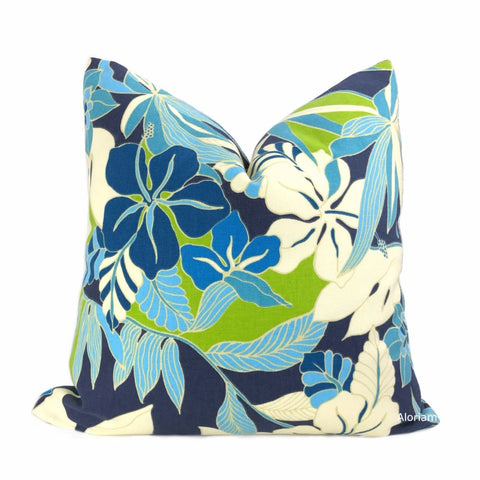 Fiji Blue Green White Tropical Floral Pillow Cover - Aloriam