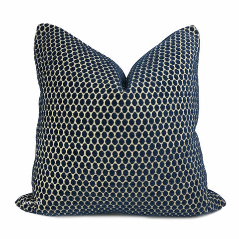 Finley Navy Blue Textured Dots Pillow Cover - Aloriam