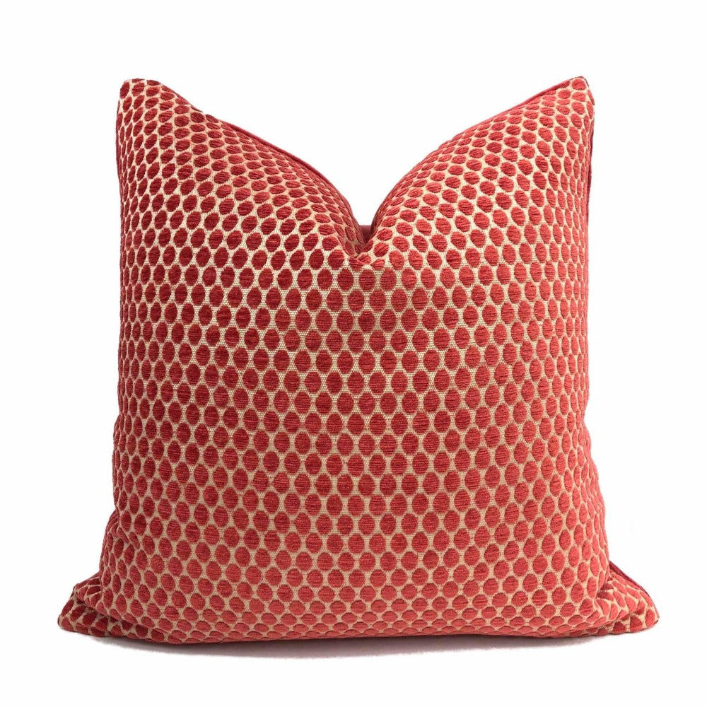 Finley Orange Textured Dots Pillow Cover Cushion Pillow Case Euro Sham 16x16 18x18 20x20 22x22 24x24 26x26 28x28 Lumbar Pillow 12x18 12x20 12x24 14x20 16x26 by Aloriam