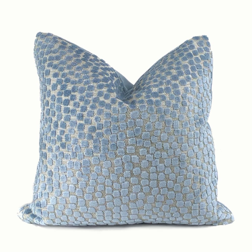 Flurries River Blue Cut Velvet Dots Pillow Cover - Aloriam