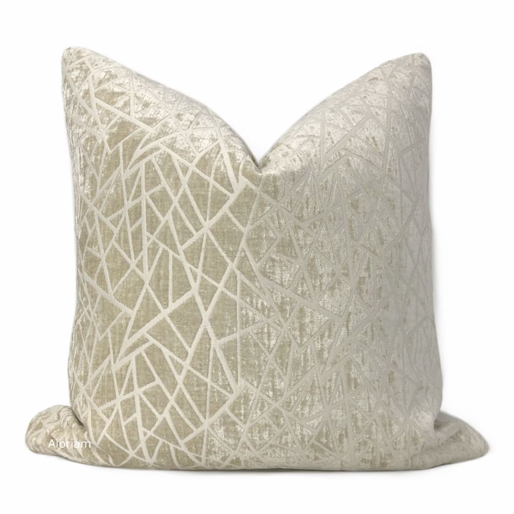 Fractal Cream Modern Geometric Chenille Pillow Cover - Aloriam
