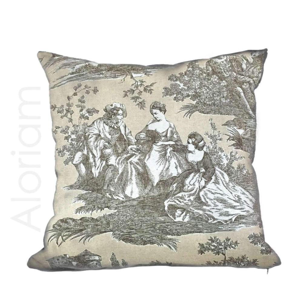 French Country Toile Cotton Print Waverly Idyllic Days Pillow Cushion Cover
