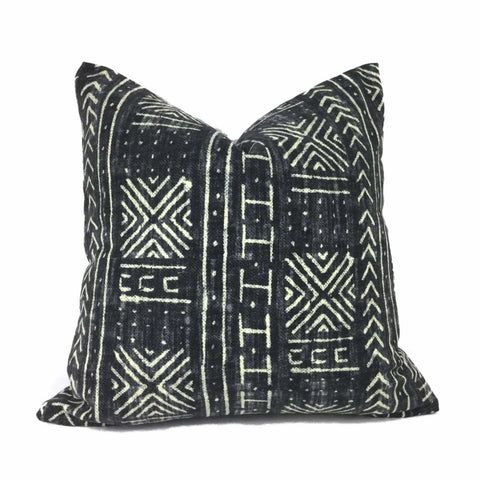 Genevieve Gorder Mali Mudcloth African Tribal Print Black Cream Pillow Cover Cushion Pillow Case Euro Sham 16x16 18x18 20x20 22x22 24x24 26x26 28x28 Lumbar Pillow 12x18 12x20 12x24 14x20 16x26 by Aloriam