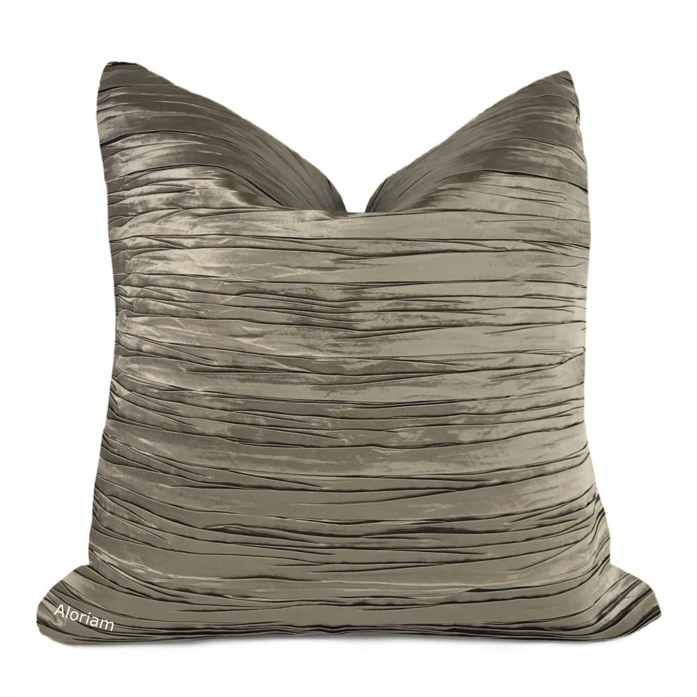 Giselle Taupe Brown Pleated Texture Pillow Cover - Aloriam