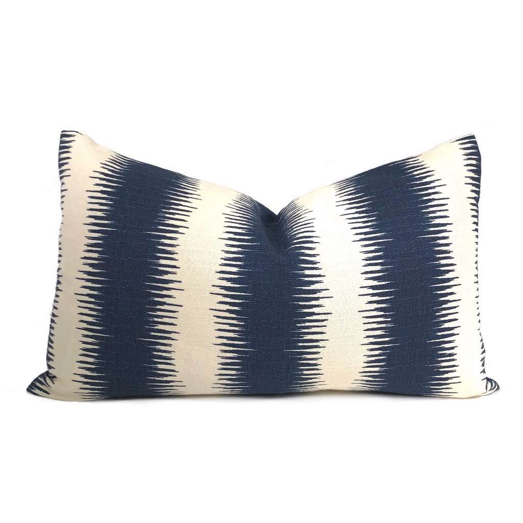 Goji Navy Blue & Cream Tribal Stripe Pillow Cover Cushion Pillow Case Euro Sham 16x16 18x18 20x20 22x22 24x24 26x26 28x28 Lumbar Pillow 12x18 12x20 12x24 14x20 16x26 by Aloriam
