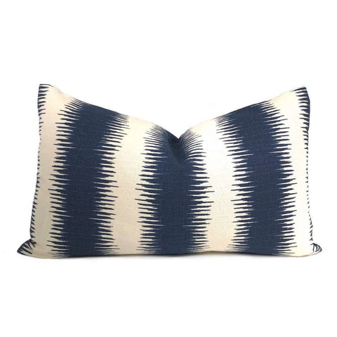 Goji Navy Blue & Cream Tribal Stripe Pillow Cover Cushion Pillow Case Euro Sham 16x16 18x18 20x20 22x22 24x24 26x26 28x28 Lumbar Pillow 12x18 12x20 12x24 14x20 16x26 by Aloriam