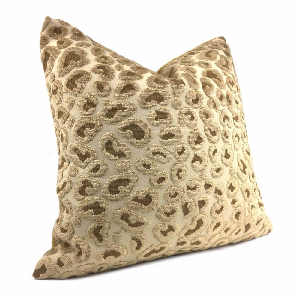 Gold Velvet Leopard Spots Cheetah Animal Pattern Texture Pillow