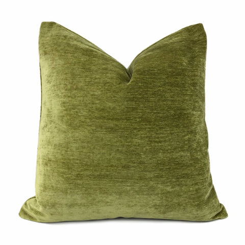 Grafton Olive Green Chenille Velvet Pillow Cover - Aloriam