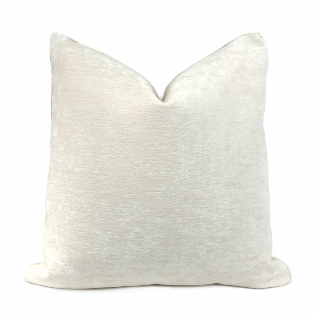 Grafton Warm White Chenille Velvet Pillow Cover - Aloriam