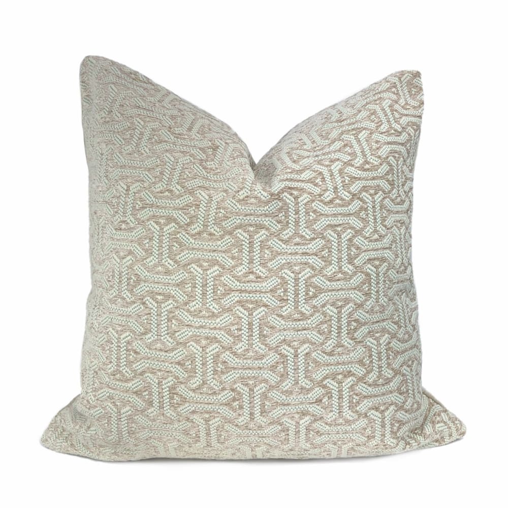 Gramercy Aqua & Light Taupe Geometric Pillow Cover - Aloriam