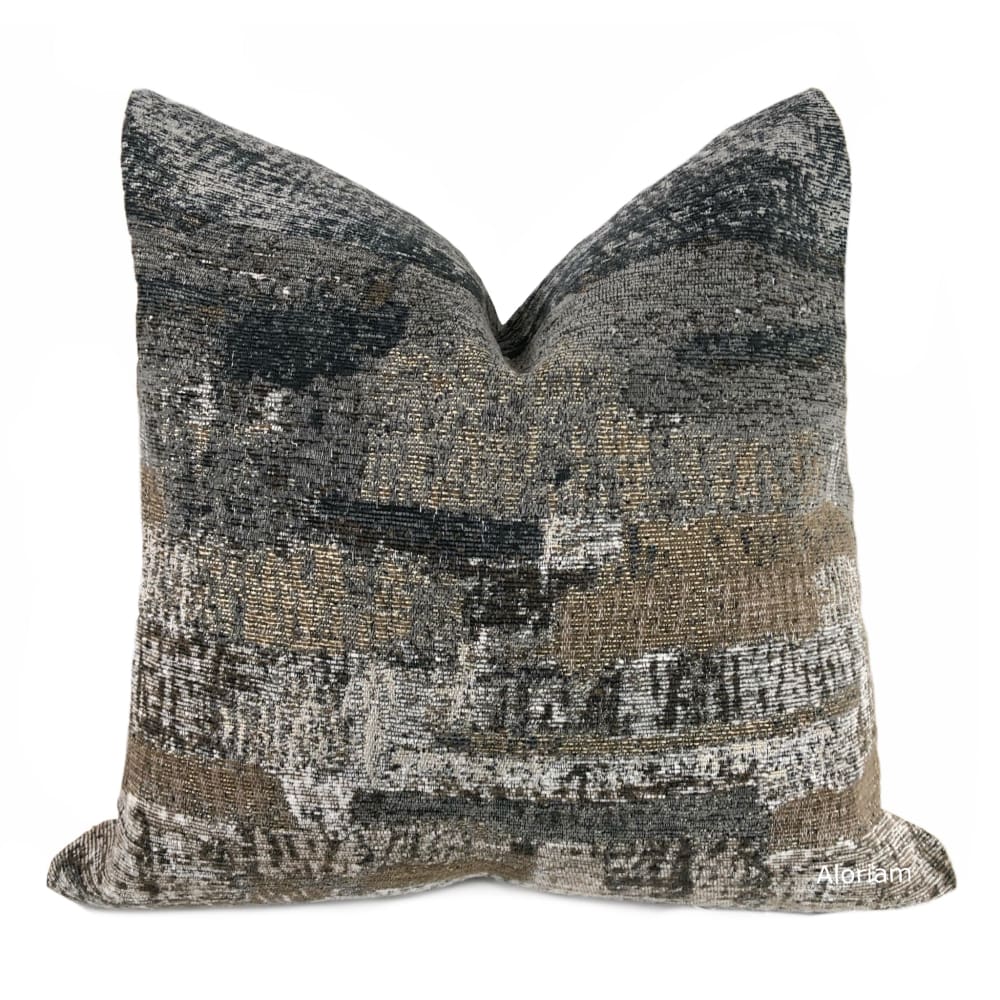 Grand Teton II Charcoal Gray Brown Texture Pillow Cover - Aloriam