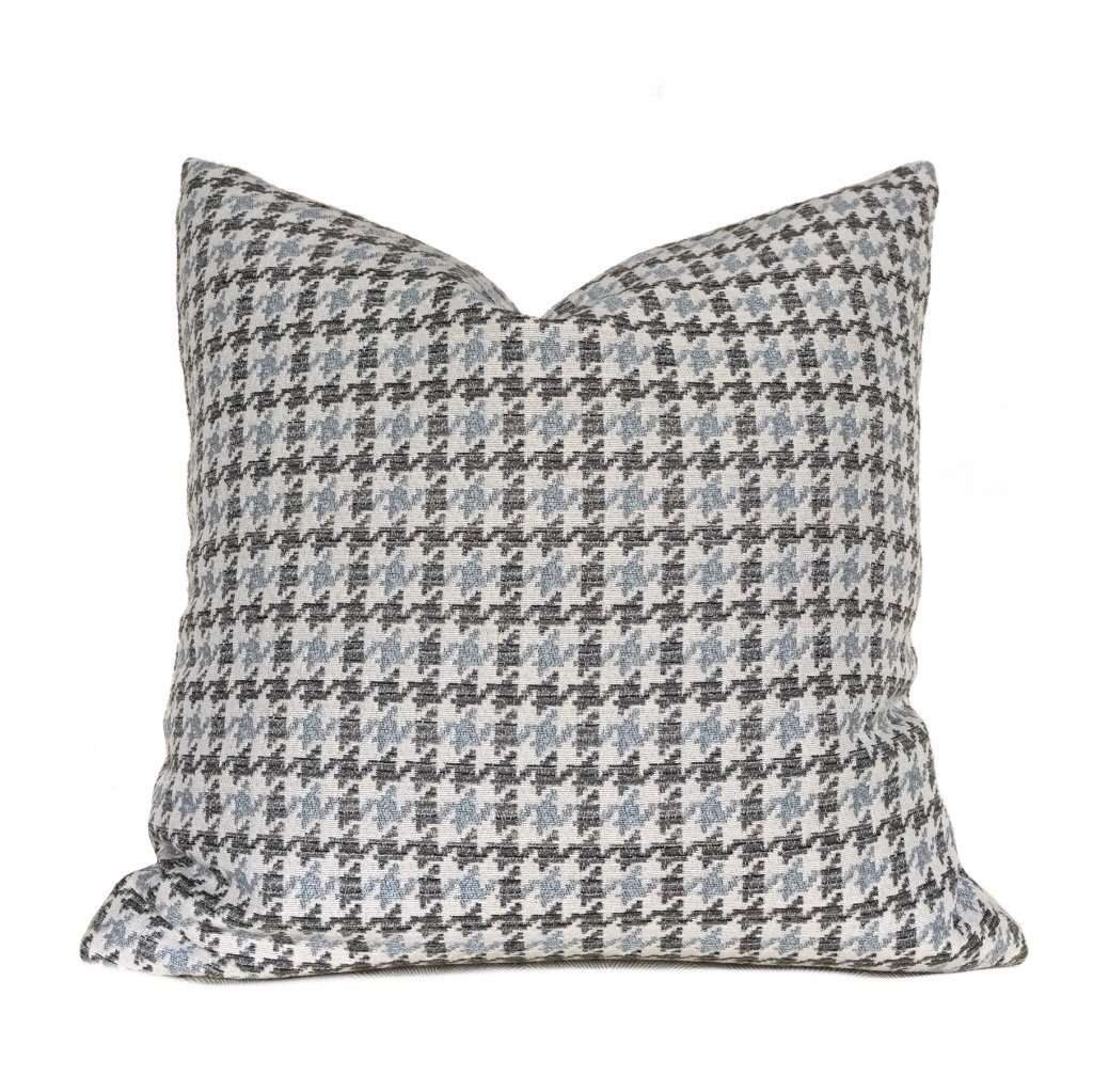 Gray Blue Beige Houndstooth Geometric Pillow Cover