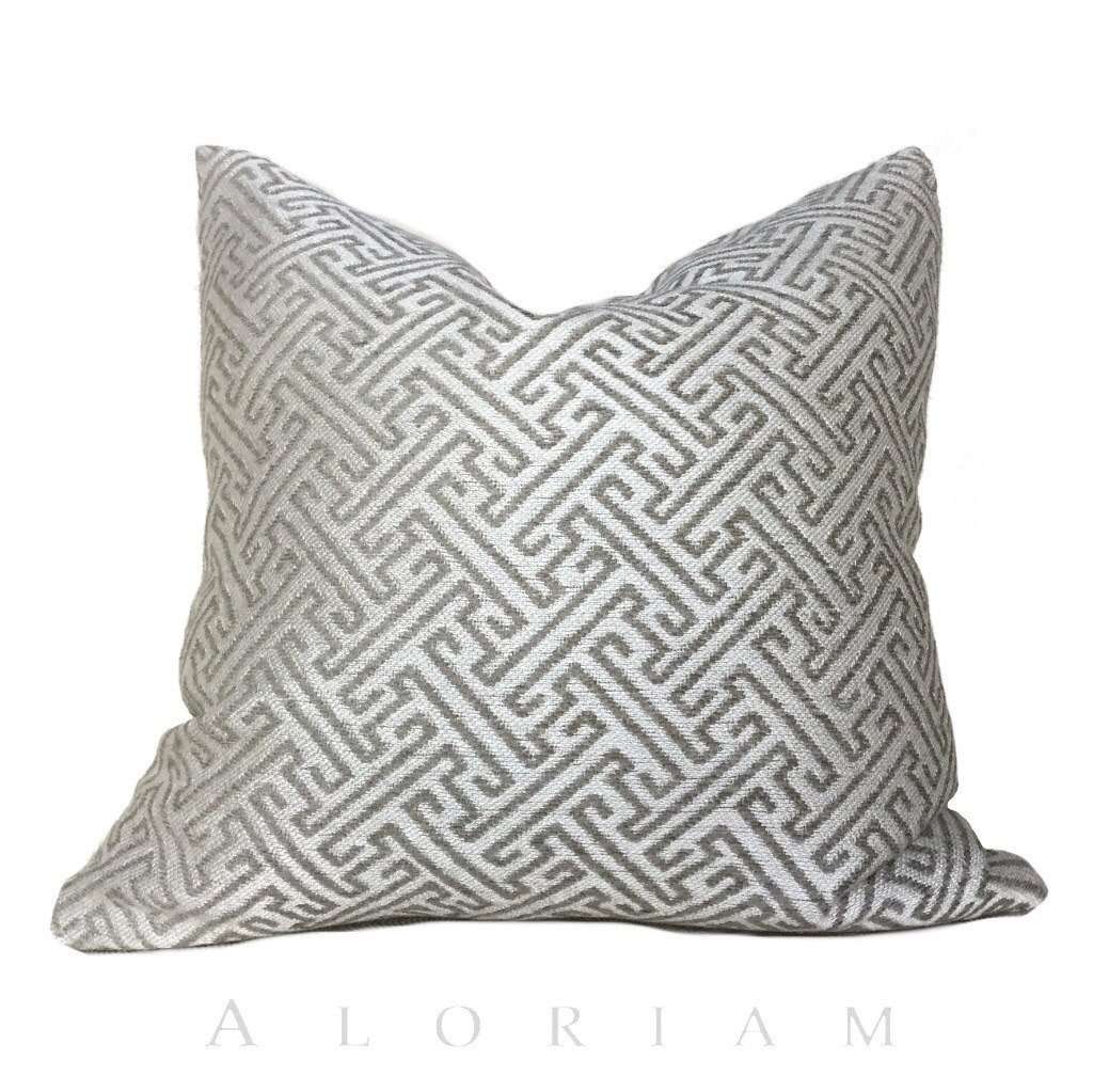 Greek Key Geometric Taupe Brown Beige Upholstery Pillow Cushion Cover