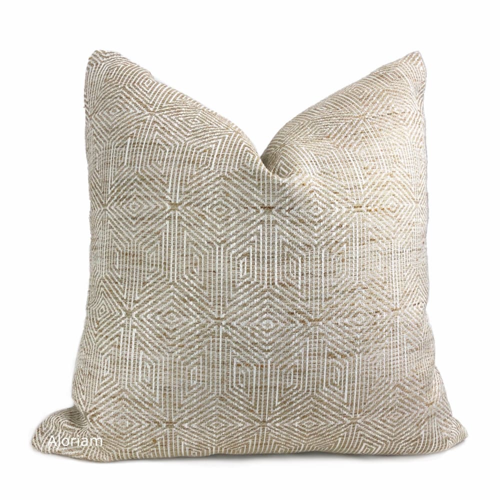 Halston Tan Brown & Cream Geometric Pillow Cover - Aloriam