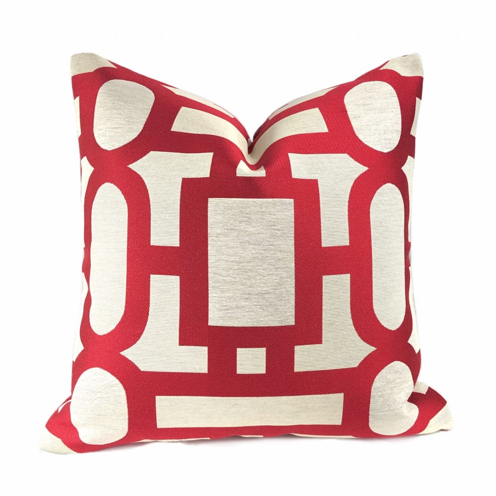Harlow Lacquer Red Art Deco Geometric Pillow Cover - Aloriam
