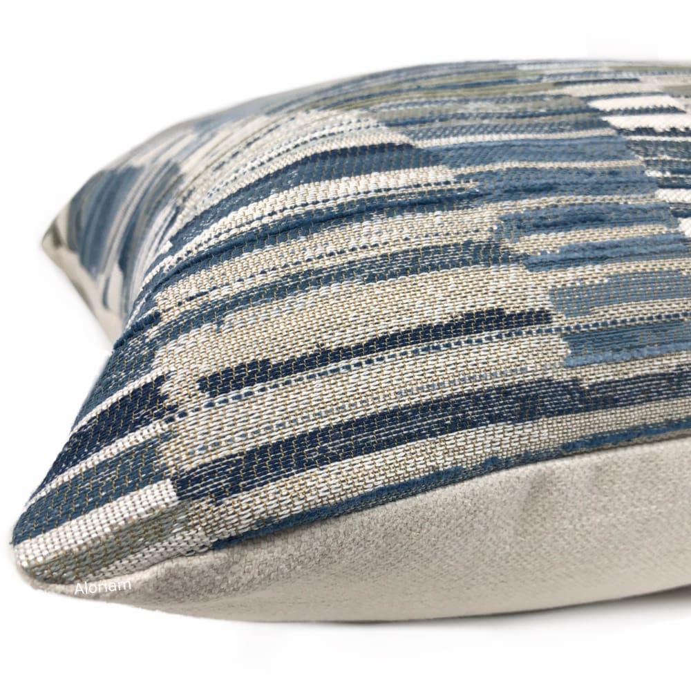 Harris Blue Taupe Cream Broken Stripe Pillow Cover - Aloriam