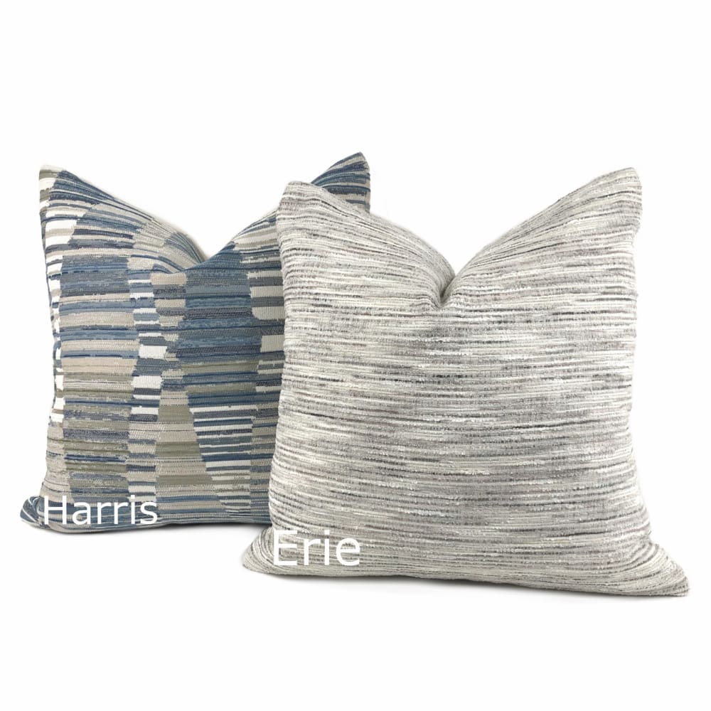 Harris Blue Taupe Cream Broken Stripe Pillow Cover - Aloriam