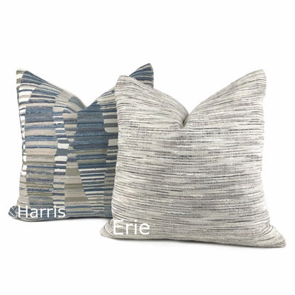 Harris Blue Taupe Cream Broken Stripe Pillow Cover - Aloriam