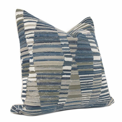 Harris Blue Taupe Cream Broken Stripe Pillow Cover - Aloriam