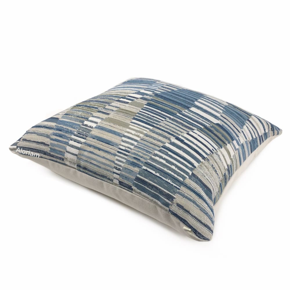 Harris Blue Taupe Cream Broken Stripe Pillow Cover - Aloriam
