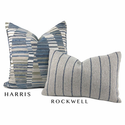 Harris Blue Taupe Cream Broken Stripe Pillow Cover - Aloriam