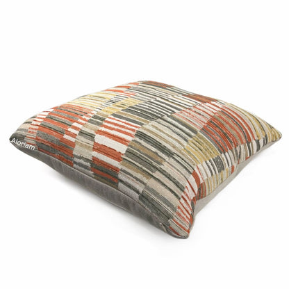Harris Orange Brown Beige Yellow Broken Stripe Pillow Cover - Aloriam