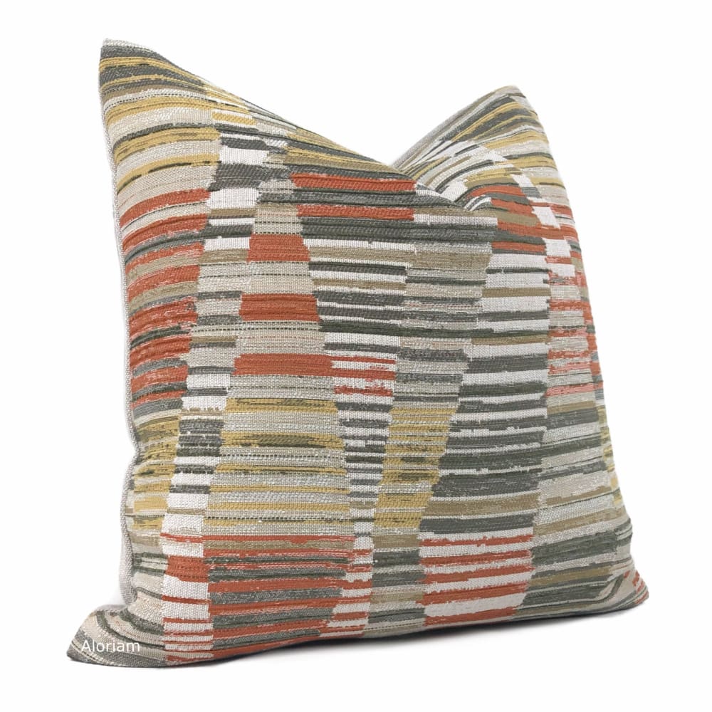 Harris Orange Brown Beige Yellow Broken Stripe Pillow Cover - Aloriam