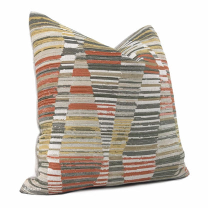 Harris Orange Brown Beige Yellow Broken Stripe Pillow Cover - Aloriam