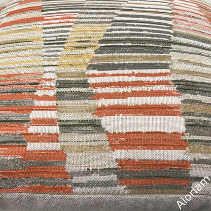 Harris Orange Brown Beige Yellow Broken Stripe Pillow Cover - Aloriam