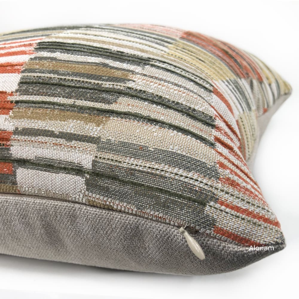 Harris Orange Brown Beige Yellow Broken Stripe Pillow Cover - Aloriam