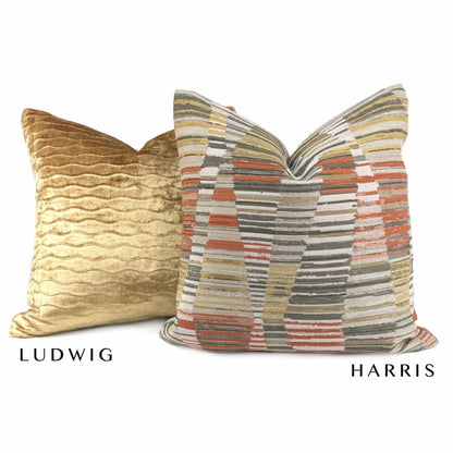 Harris Orange Brown Beige Yellow Broken Stripe Pillow Cover - Aloriam