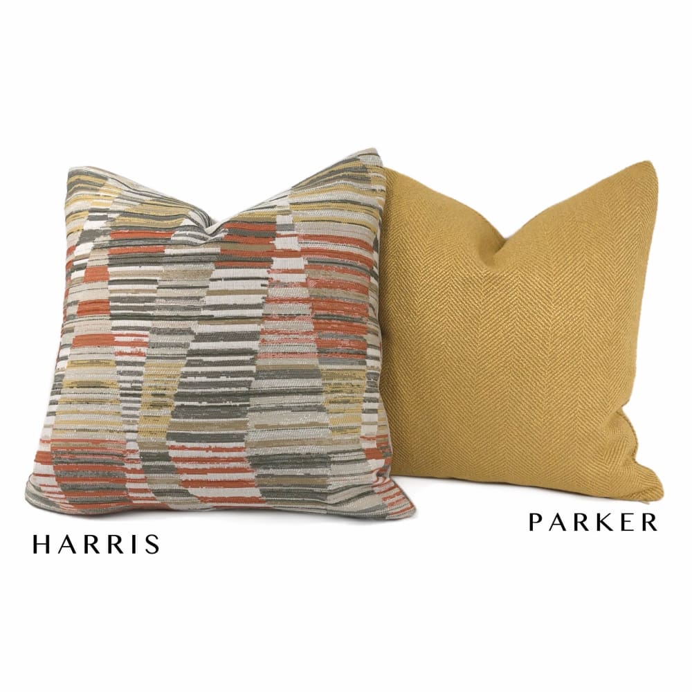 Harris Orange Brown Beige Yellow Broken Stripe Pillow Cover - Aloriam