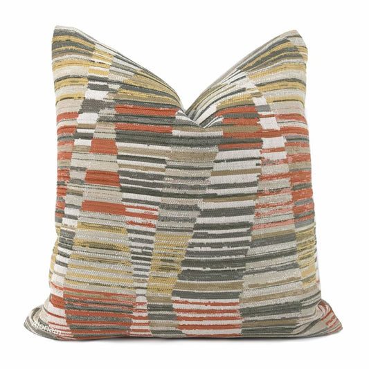 Harris Orange Brown Beige Yellow Broken Stripe Pillow Cover - Aloriam