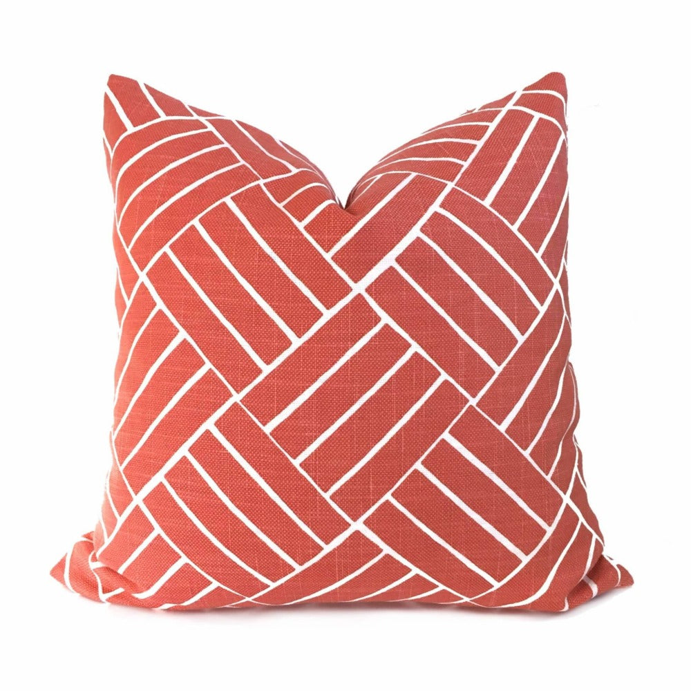HC Monogram Lulu DK Aurelian Coral Pink White Geometric Pillow Cover Cushion Pillow Case Euro Sham 16x16 18x18 20x20 22x22 24x24 26x26 28x28 Lumbar Pillow 12x18 12x20 12x24 14x20 16x26 by Aloriam