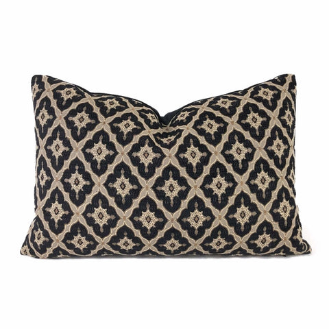 Highland Court Logan Black Linen Greenwich Traditional Geometric Diamond Tile Pillow Cushion Cover Cushion Pillow Case Euro Sham 16x16 18x18 20x20 22x22 24x24 26x26 28x28 Lumbar Pillow 12x18 12x20 12x24 14x20 16x26 by Aloriam