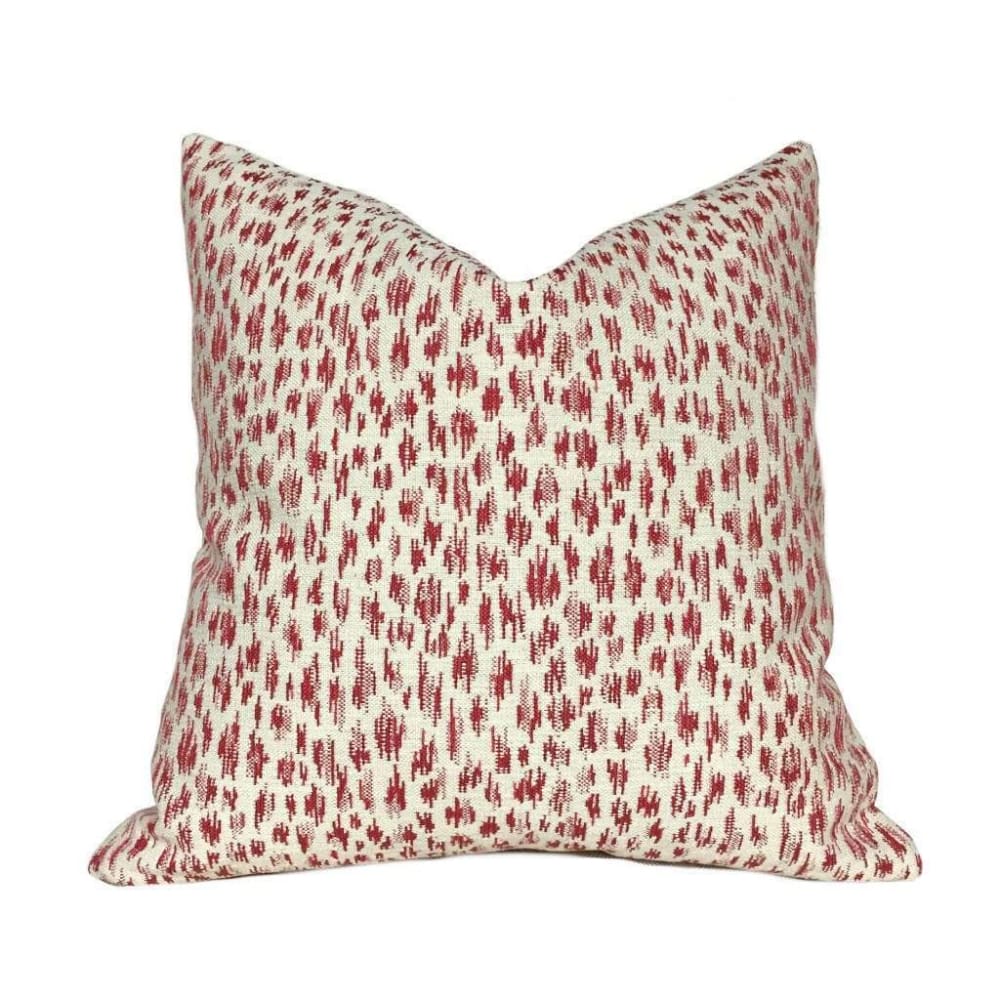 Highland Court Monogram Leopold Poppy Red Ivory Modern Animal Spots Pillow Cover, Fits 12x20 12x24 14x20 16x26 16" 18" 20" 22" 24" Cushions
