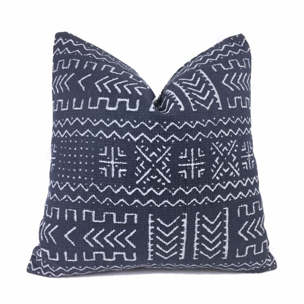 Hombori Mudcloth Inspired Blue African Tribal Pillow Cover - Aloriam