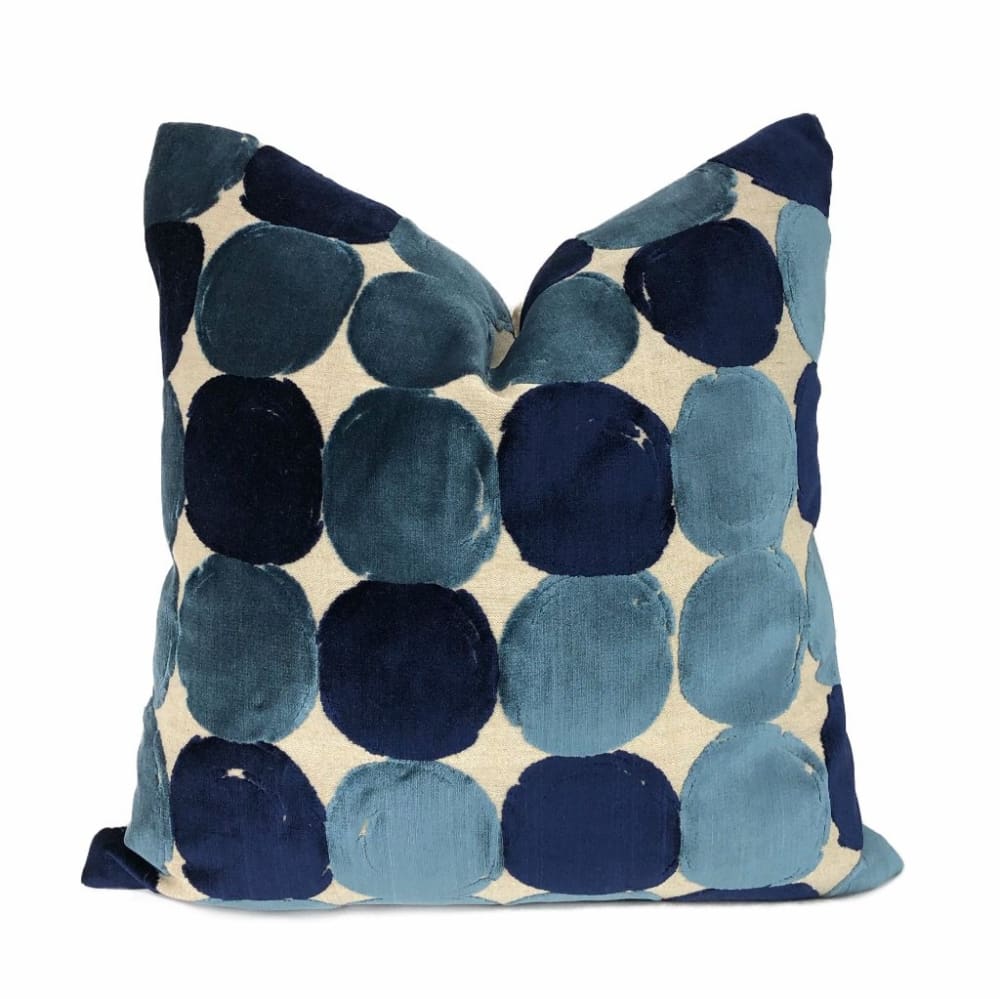 Hot Spot Admiral Blue Velvet Circles Pillow Cover - Aloriam