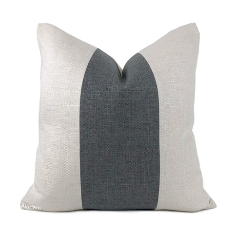 Hudson Granite Gray Creamy White Wide Panel Stripe Pillow Cover - Aloriam