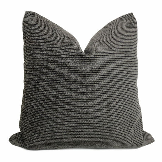 Hugo Two Tone Gray Ribbed Chenille Pillow Cover - Aloriam