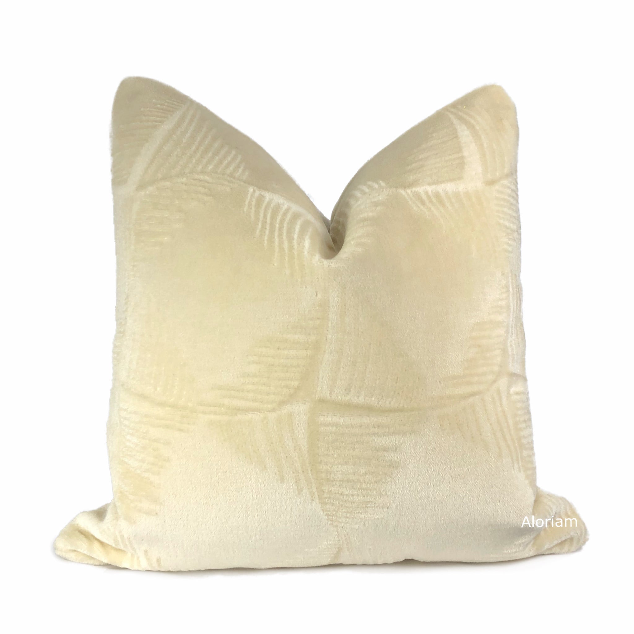 Ludlow Cream Mohair Velvet Pillow Cover (Brunschwig & Fils Fabric)