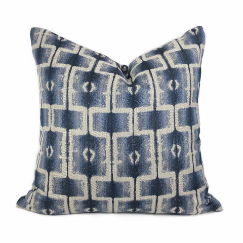 Saati Blue & Gray Ethnic style Blocks Pillow Cover