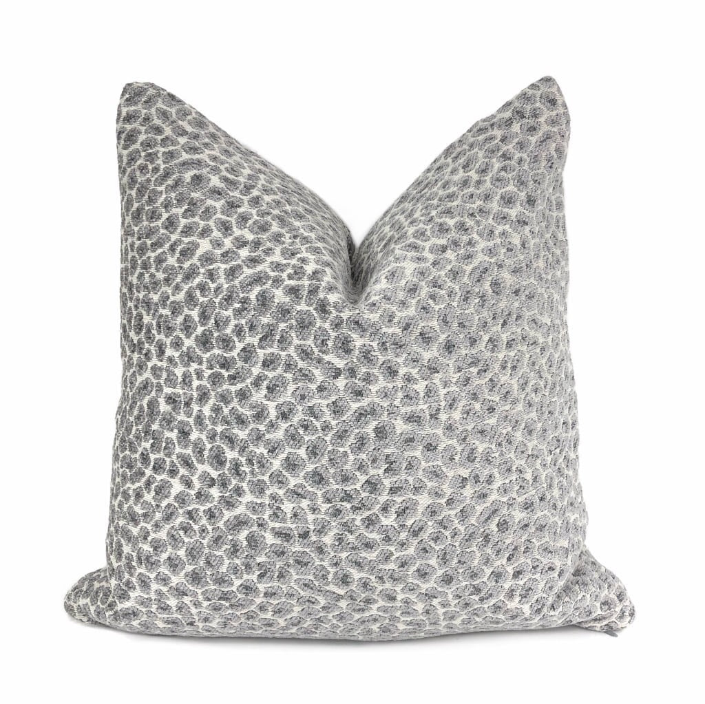 Niobe Gray Leopard Spots Chenille Pillow Cover