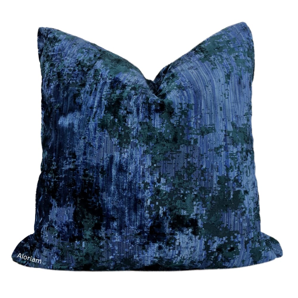 Ingram Dark Blue Green Abstract Velvet Pillow Cover - Aloriam