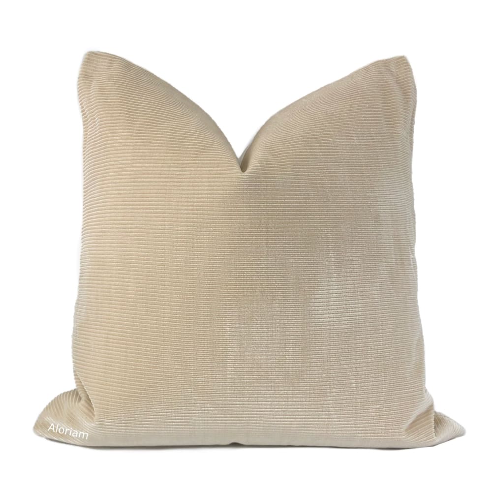 Irvine Buff Beige Ribbed Velvet Pillow Cover - Aloriam
