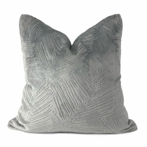 Isla Gray Crosshatch Leaf Texture Velvet Pillow Cover - Aloriam