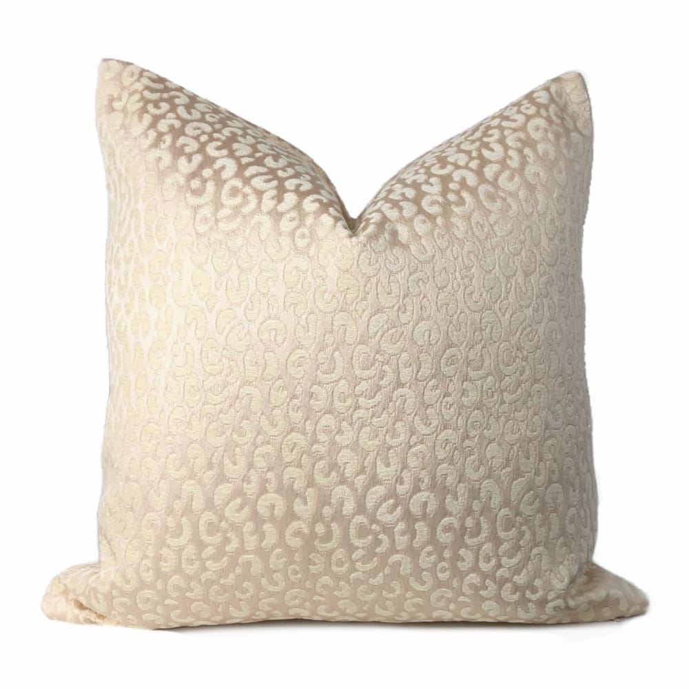 Ivory Faux Puma Leopard Print Pattern Pillow Cover - Aloriam